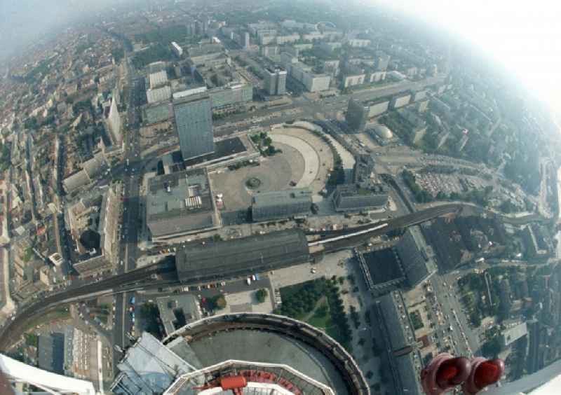 Antenna support at the top of the Berliner Fernsehturmes im Zentrum der Hauptstadt in Berlin in Germany