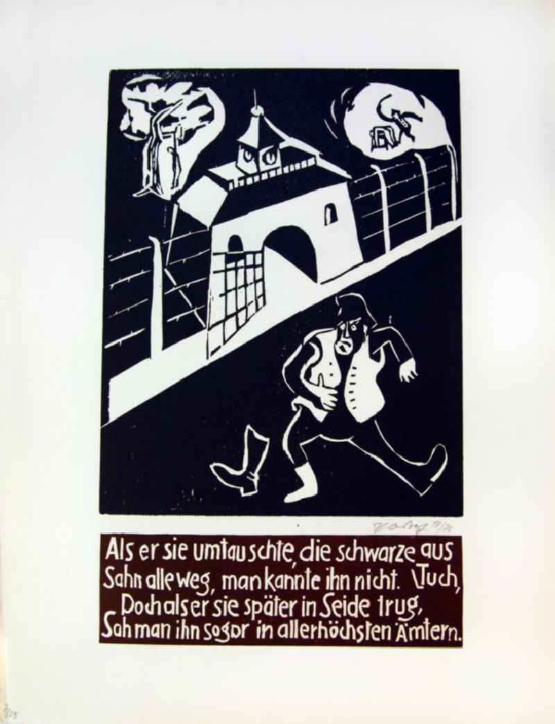 Grafik von Herbert Sandberg 'Die weiße Weste' aus dem Jahr 195