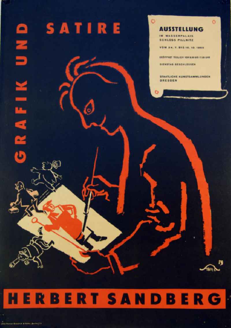 Plakat der Ausstellung 'Grafik und Satire, Herbert Sandberg' vom 24.07.-10.10.196