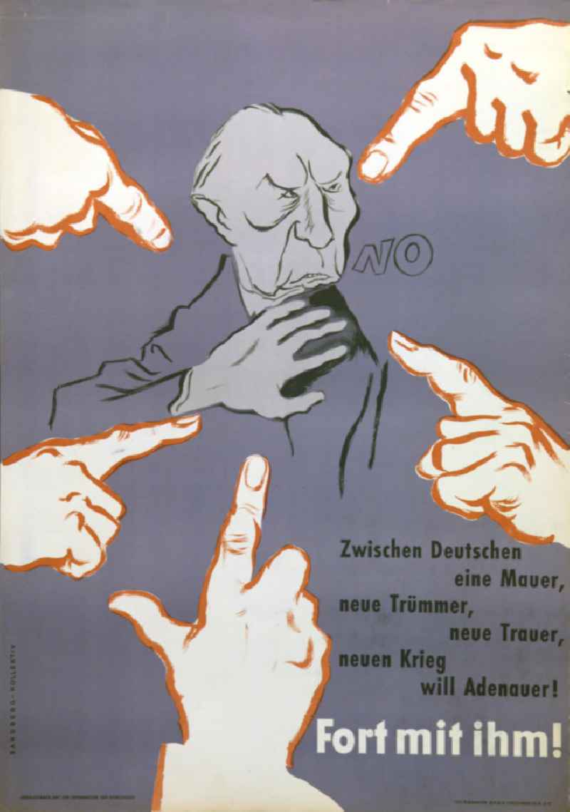 Plakat von Herbert Sandberg 'Fort mit ihm!' aus dem Jahr 1958, 59,