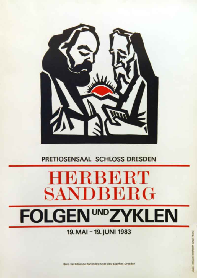 Plakat der Ausstellung 'Herbert Sandberg, Folgen und Zyklen' vom 19.05.-19.06.1983 Pretiosensaal Schloss Dresden, 4