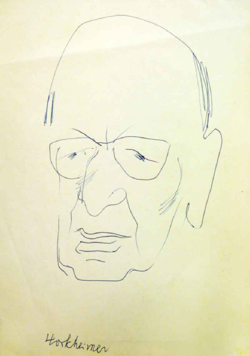 Skizze von Herbert Sandberg über den deutschen Sozialphilosophen Max Horkheimer (*14.02.1895 †07.07.1973) 'Horkheimer' 15,0x22,