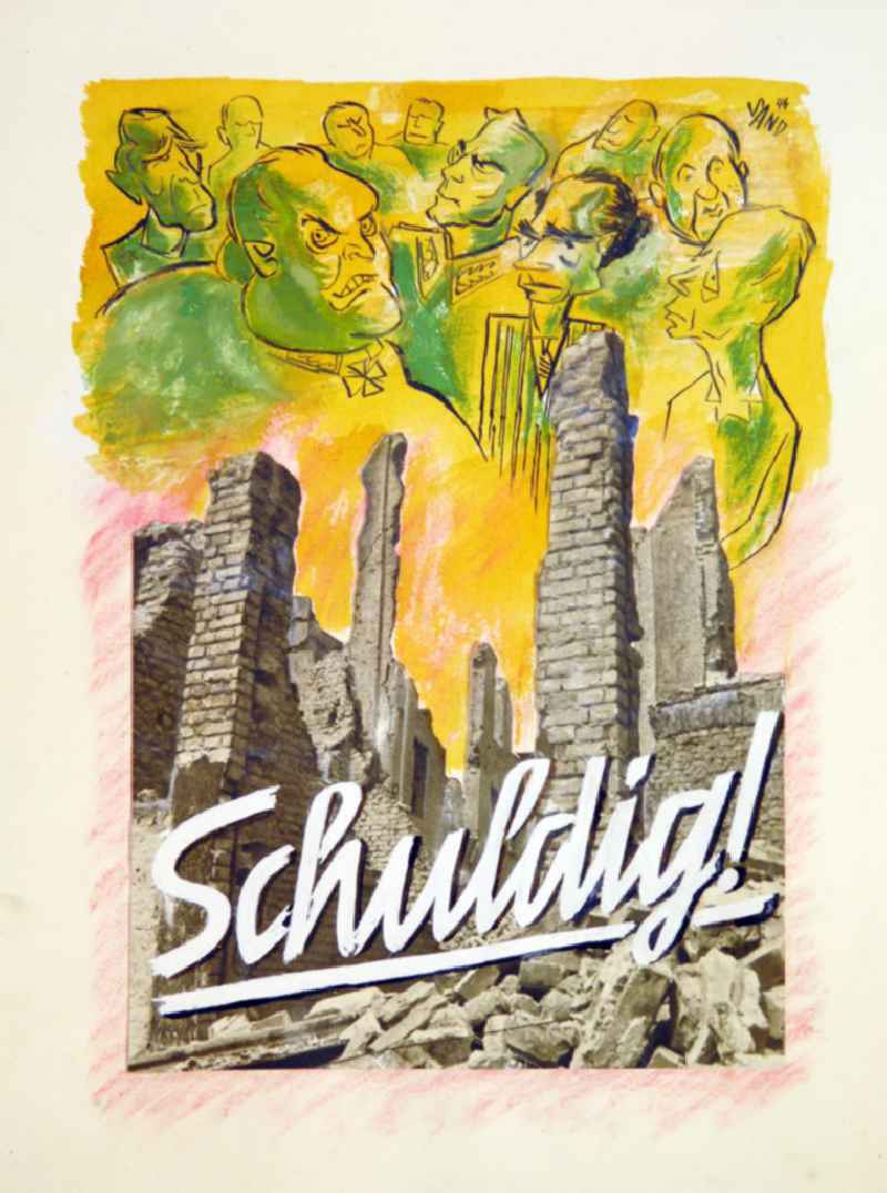 Zeichnung von Herbert Sandberg 'Schuldig!' aus dem Jahr 1946, 20,