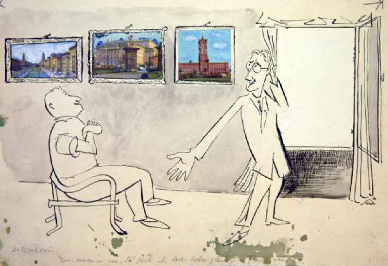 Zeichnung von Herbert Sandberg 'Naturalismus' aus dem Jahr 1960, 36,6x24,