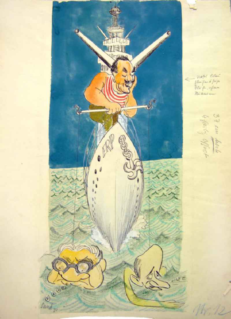 Zeichnung von Herbert Sandberg 'Hilfe' aus dem Jahr 1950, 22,