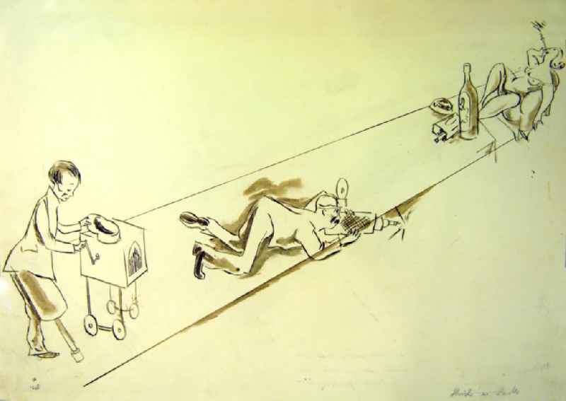 Zeichnung von Herbert Sandberg aus dem Jahr 1946, 50,