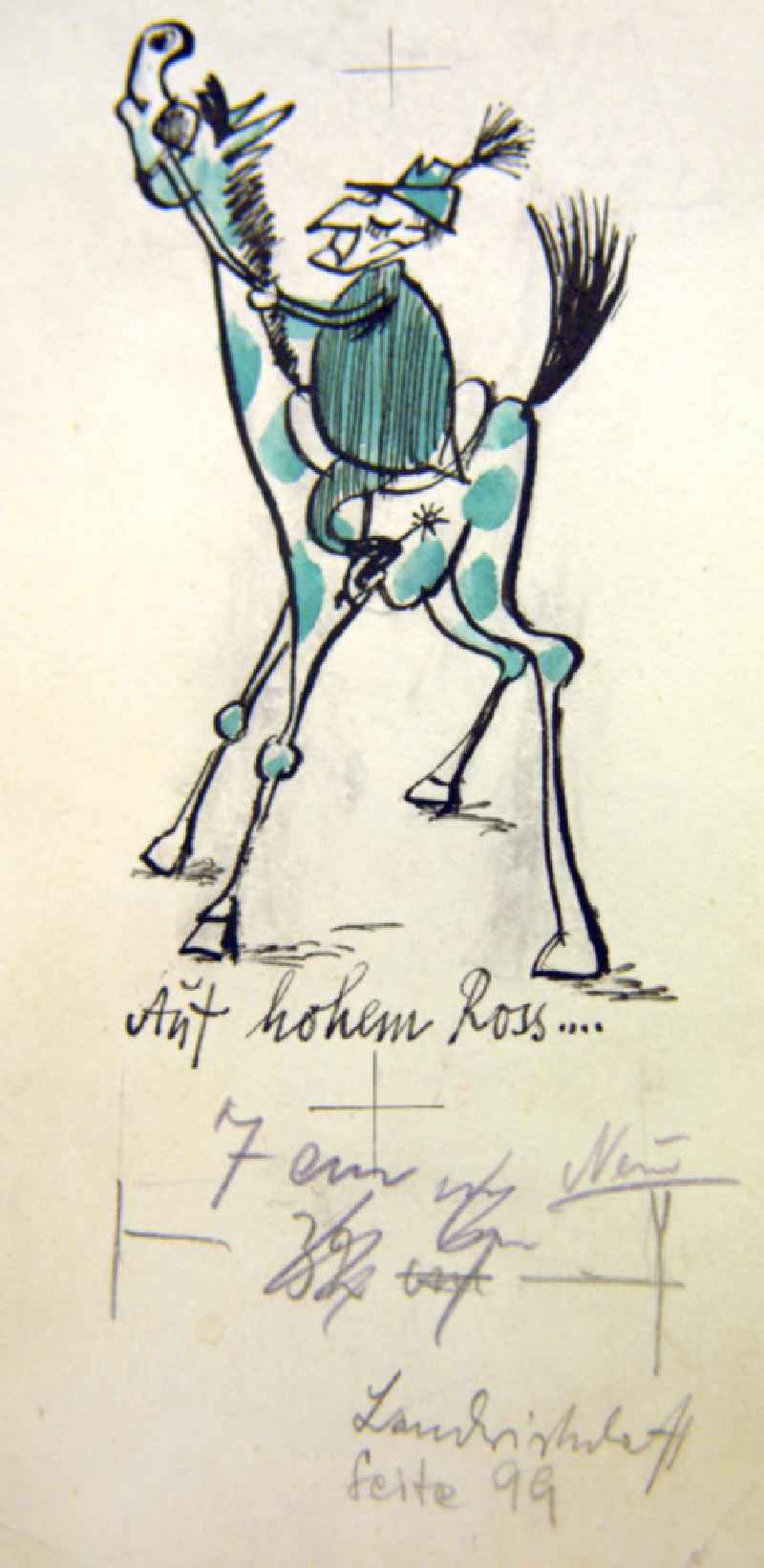 Zeichnung von Herbert Sandberg 'Auf hohem Ross' 8,