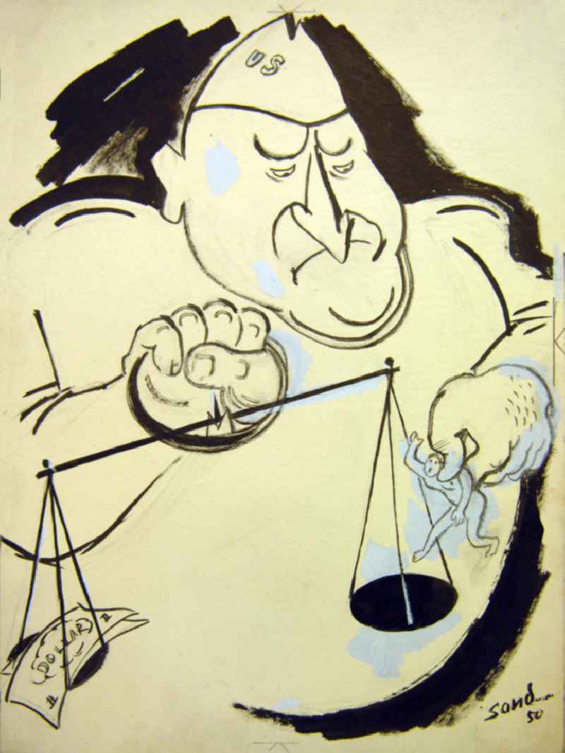 Zeichnung von Herbert Sandberg aus dem Jahr 195