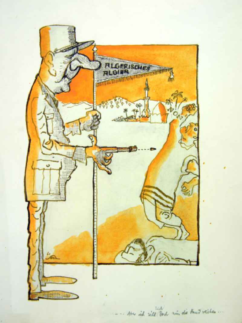 Zeichnung von Herbert Sandberg 'Algerisches Algier' aus dem Jahr 1960, 25,5x4
