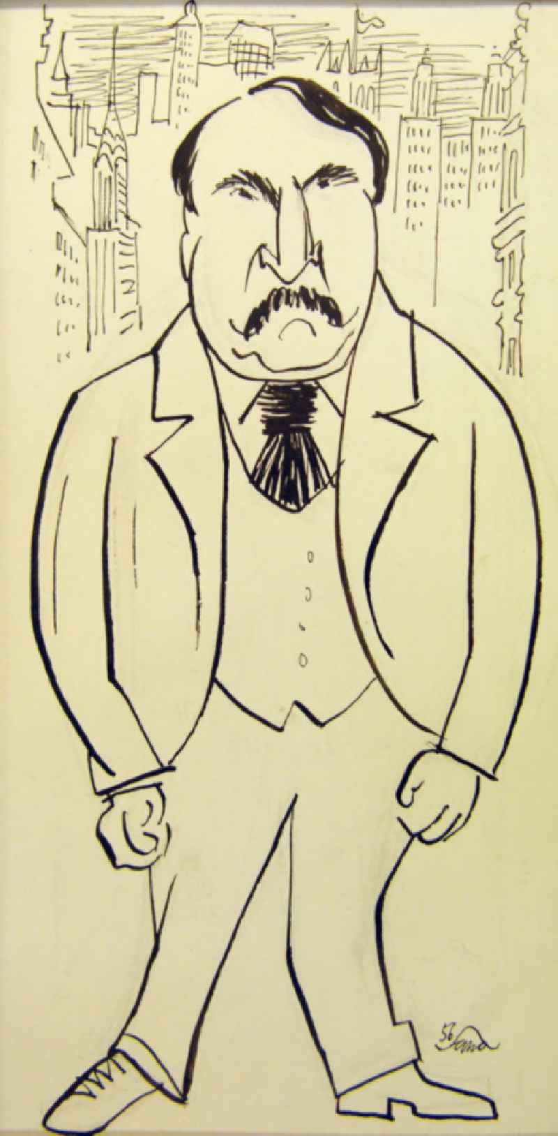 Zeichnung von Herbert Sandberg über den deutschen Schriftsteller und Stückeschreiber Ulrich Becher (*02.01.1910 †15.04.199