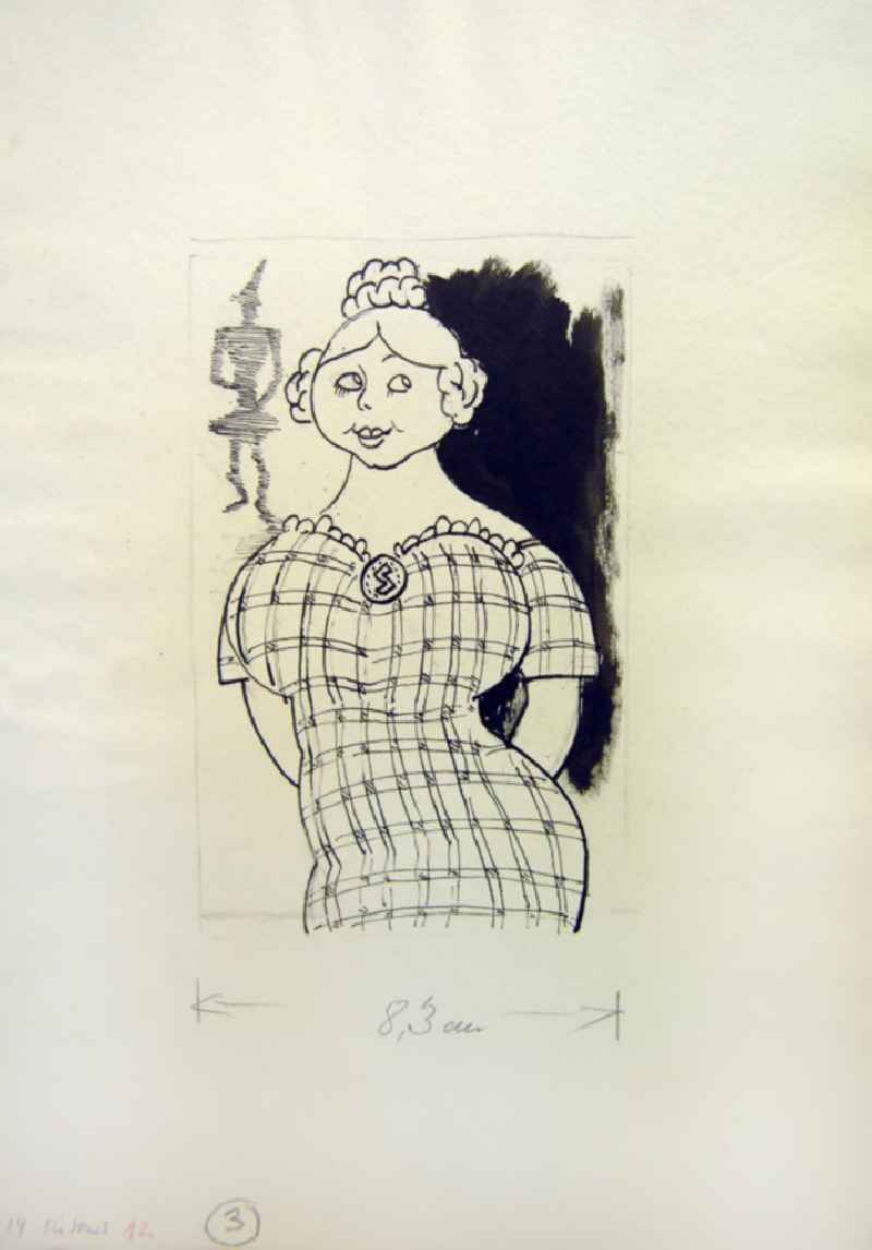 Zeichnung von Herbert Sandberg 'Die Maid' 13,0x2