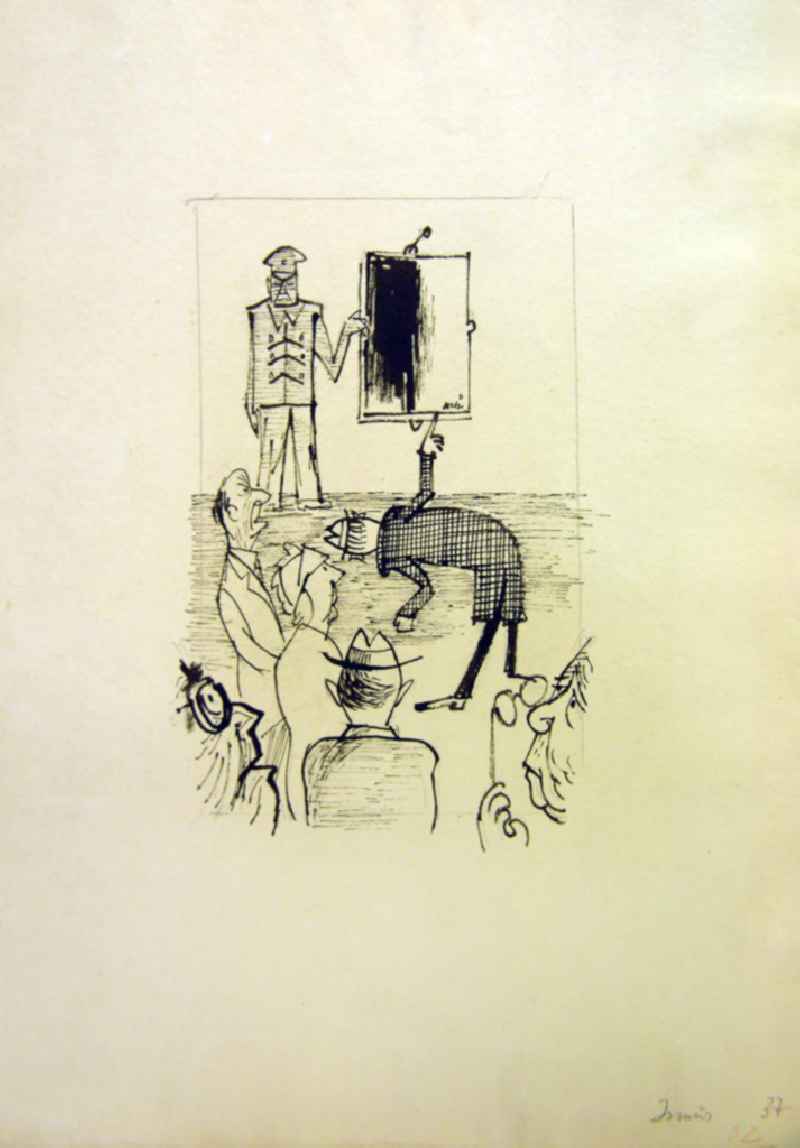 Zeichnung von Herbert Sandberg 'Ismus' 14,5x2