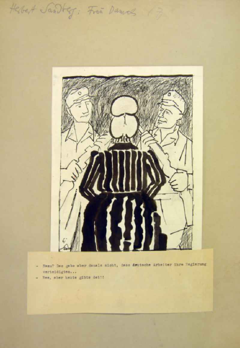 Zeichnung von Herbert Sandberg 'Frau Damals (7.)' aus dem Jahr 1961, 17,0x20,