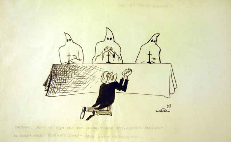 Zeichnung von Herbert Sandberg 'Vor McCarthy geladen' aus dem Jahr 1953, 3