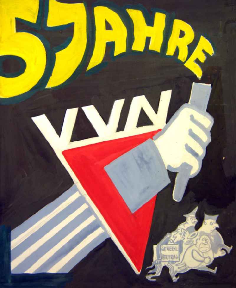 Zeichnung von Herbert Sandberg '5 Jahre VVN (grau)' 30,5x38,