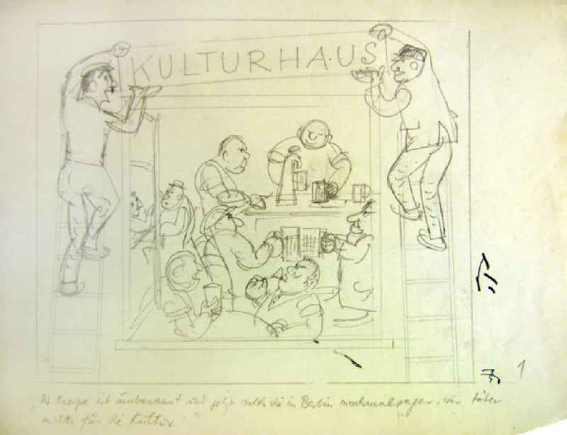 Skizze von Herbert Sandberg 'Kulturhaus' 25,0x2