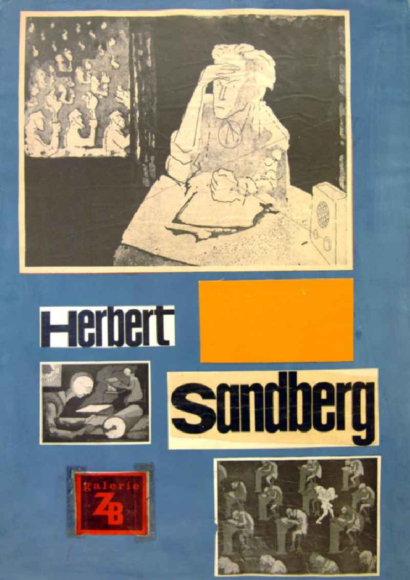 Plakatentwurf von Herbert Sandberg 'Herbert Sandberg, Galerie ZB' 41,2x59,