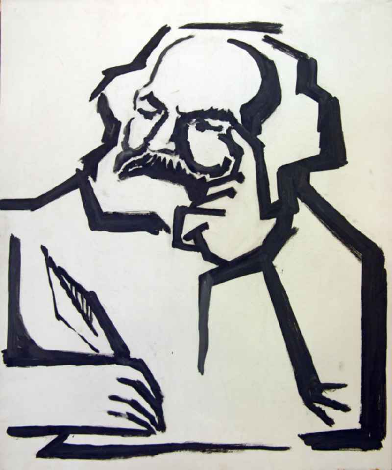 Zeichnung von Herbert Sandberg 'Marx' 59,5x73,