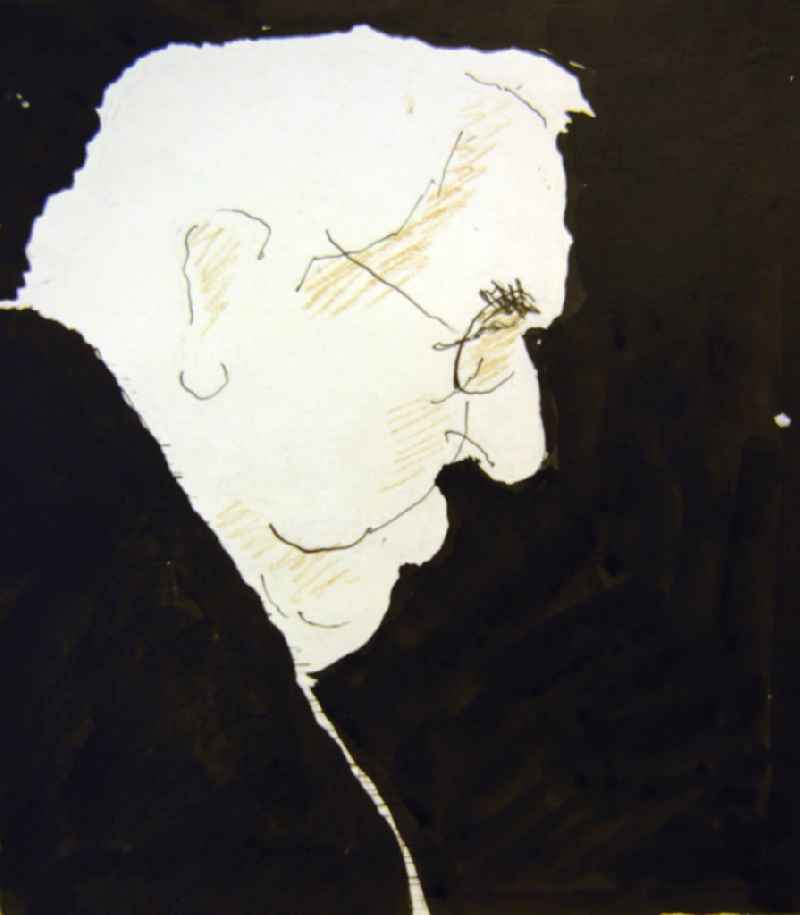 Zeichnung von Herbert Sandberg 'Joseph Marx' 19,0x21,5cm Buntstift, Feder und Pinsel. Joseph Rupert Rudolf Marx (*11.05.1882 †03.