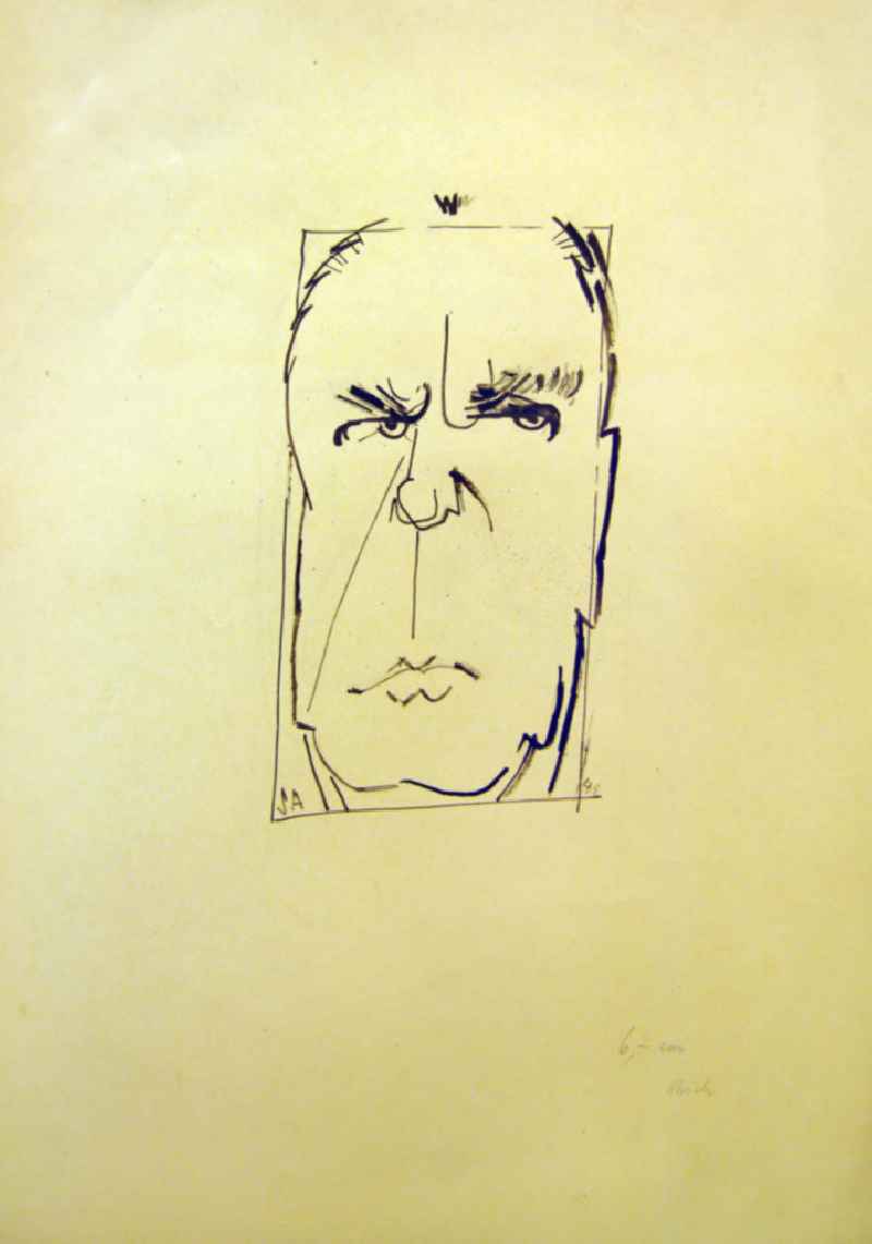 Zeichnung von Herbert Sandberg 'Männergesicht' aus dem Jahr 1948, 10,