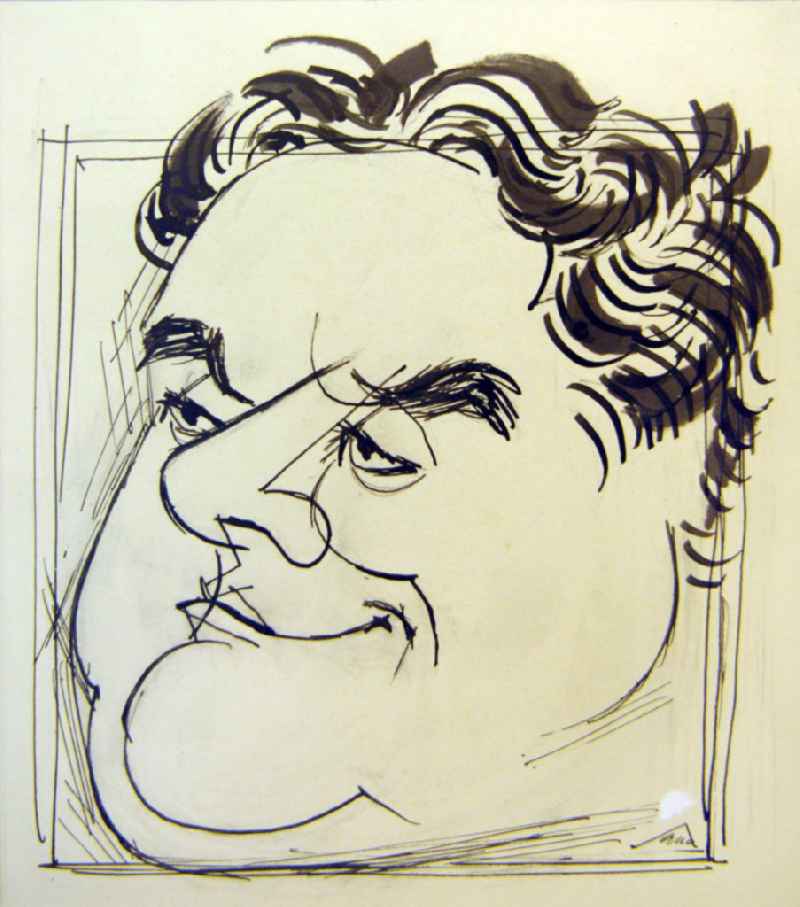 Zeichnung von Herbert Sandberg 'O. Müller', 17,0x19,