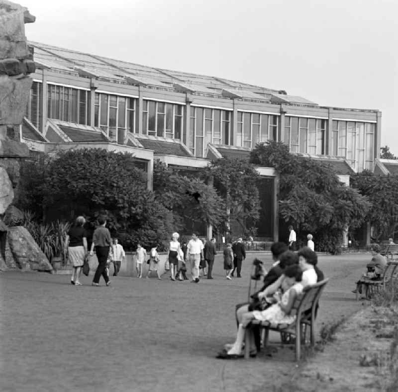 Blick auf das Alfred-Brehm-Haus im Tierpark Berlin-Friedrichsfelde. Das Raubtierhaus mit einer Tropenhalle war 1963 eröffnet worden und gehörte bei Alt und Jung zu den Hauptattraktionen des Tierparks.