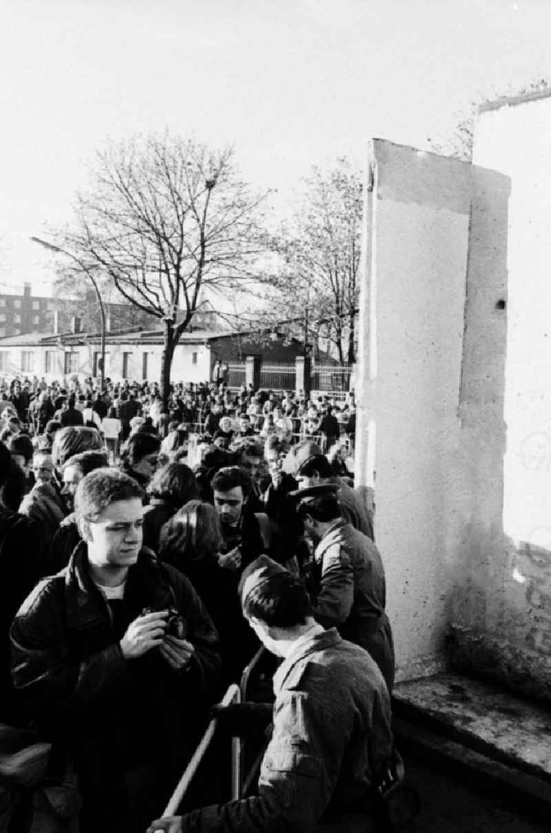 Opening of a Grenzübergangesan Bernauer Strasse after the fall of the Berlin Wall in East Germany