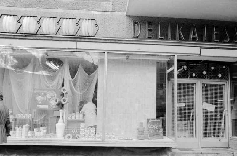House front and Shopwindow for delicacies food retail store in the borough Berlin-Pankow or Prenzlauer Berg