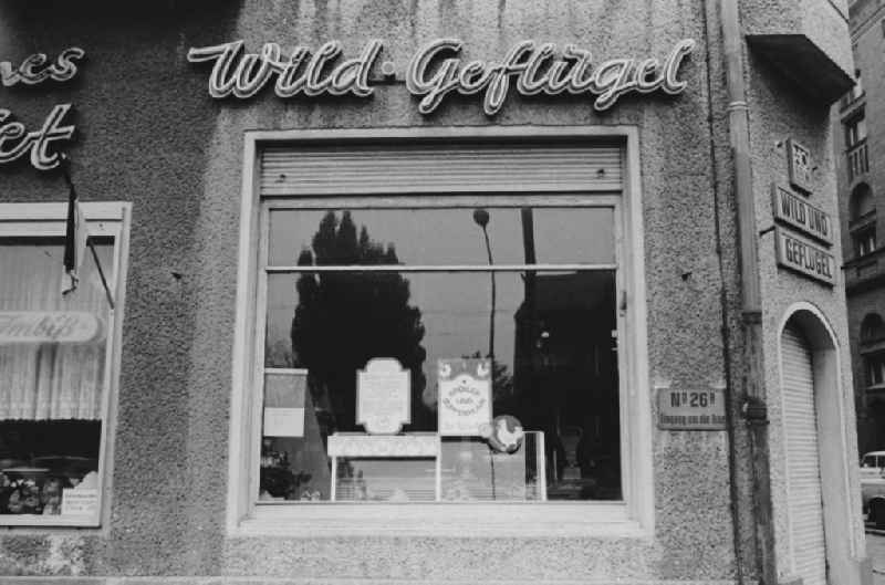 House front and Shopwindow for ferocious and poultry retail store in the borough Berlin-Pankow or Prenzlauer Berg