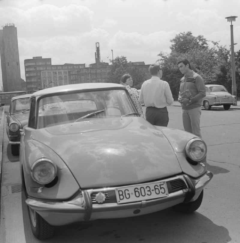 Actor - portrait Gojko Mitic with car Citroën in Berlin, the former capital of the GDR, German Democratic Republic