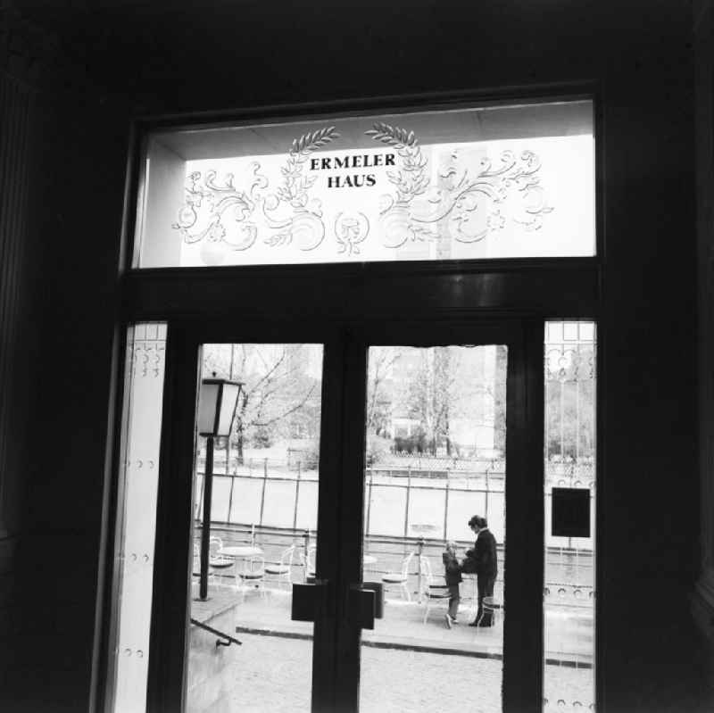 Entrance door with glazed skylight from Ermelerhaus in Berlin. The Ermelerhaus in Breite Strasse 11 was one of the few surviving mansions Old-Berlin. The heritage protection building was demolished 1966/1967. On the property Markisches bank no. 1