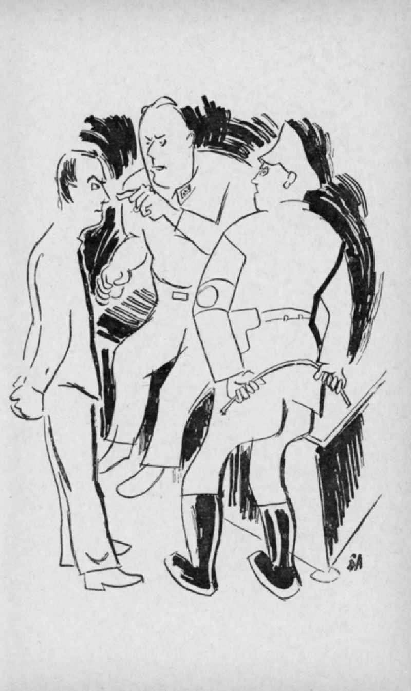 Graphic 'joke prohibited' by Herbert Sandberg in the book 'To each his own', satirical poems by Karl Schnog