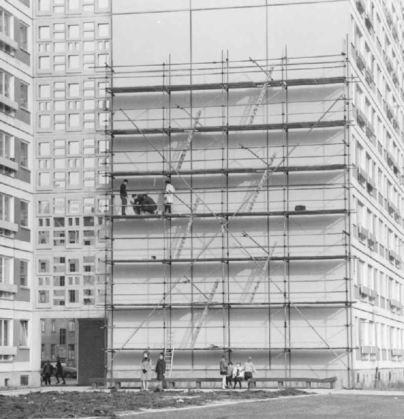 Construction - scaffolding on a residential building on Leipziger Strasse in Berlin
