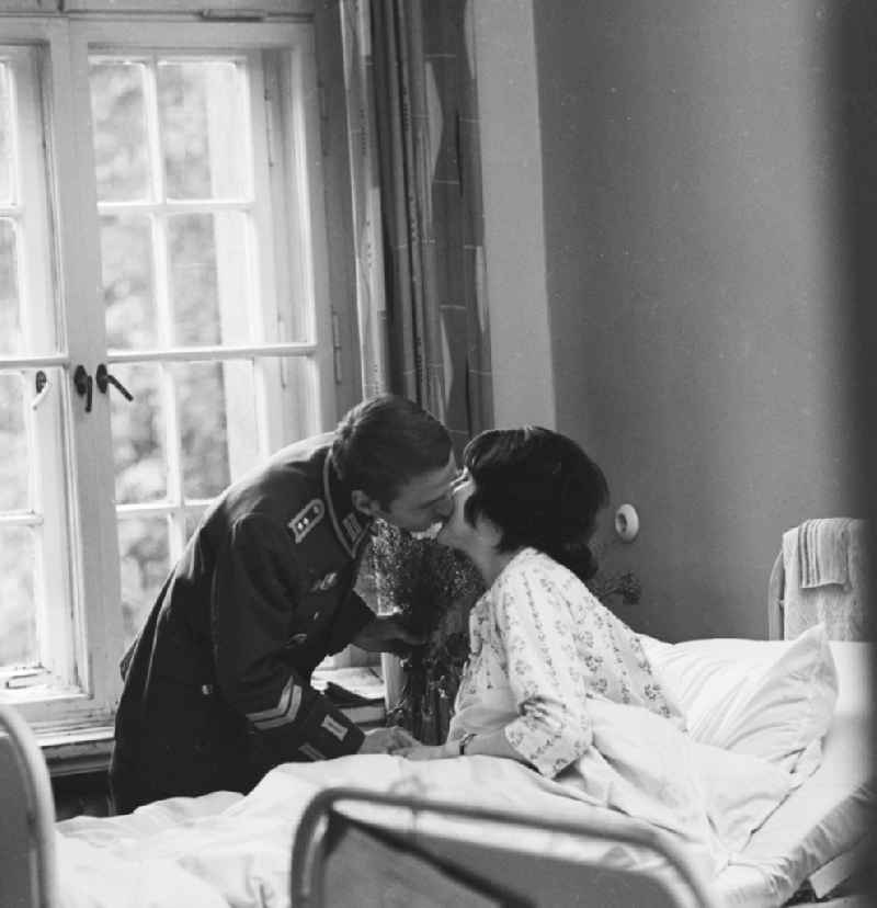 Soldier visiting his wife in hospital in Berlin