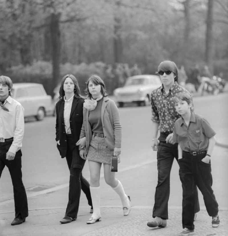 Teenagers on the street in Berlin, the former capital of the GDR, the German Democratic Republic