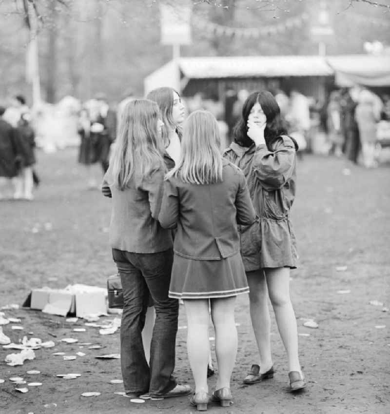 A couple of teenagers girls meet in their leisure time in Berlin, the former capital of the GDR, the German Democratic Republic