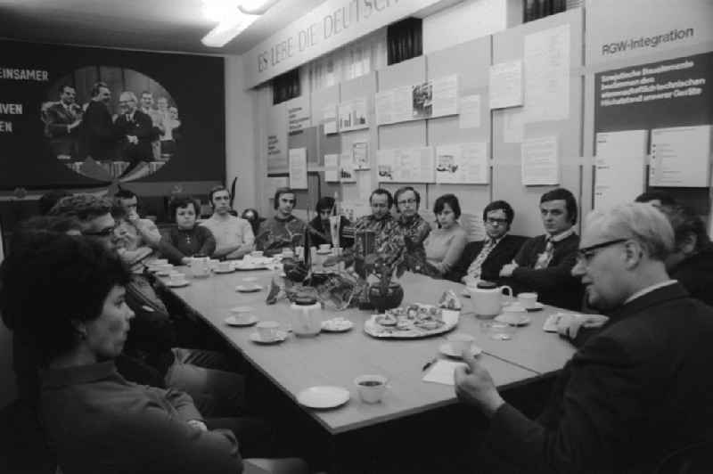 Meeting in the Cabinet of friendship in the Funkwerk Koepenick in Berlin, the former capital of the GDR, the German Democratic Republic