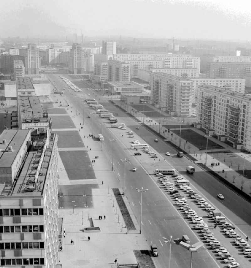 View at the B1 / B5 town towards Strausberger Platz in Berlin, the former capital of the GDR, the German Democratic Republic