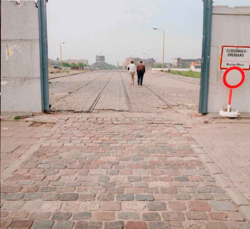 Pedestrian walk in the former border strip of the Berlin Wall to West Berlin in Berlin, the former capital of the GDR, German Democratic Republic