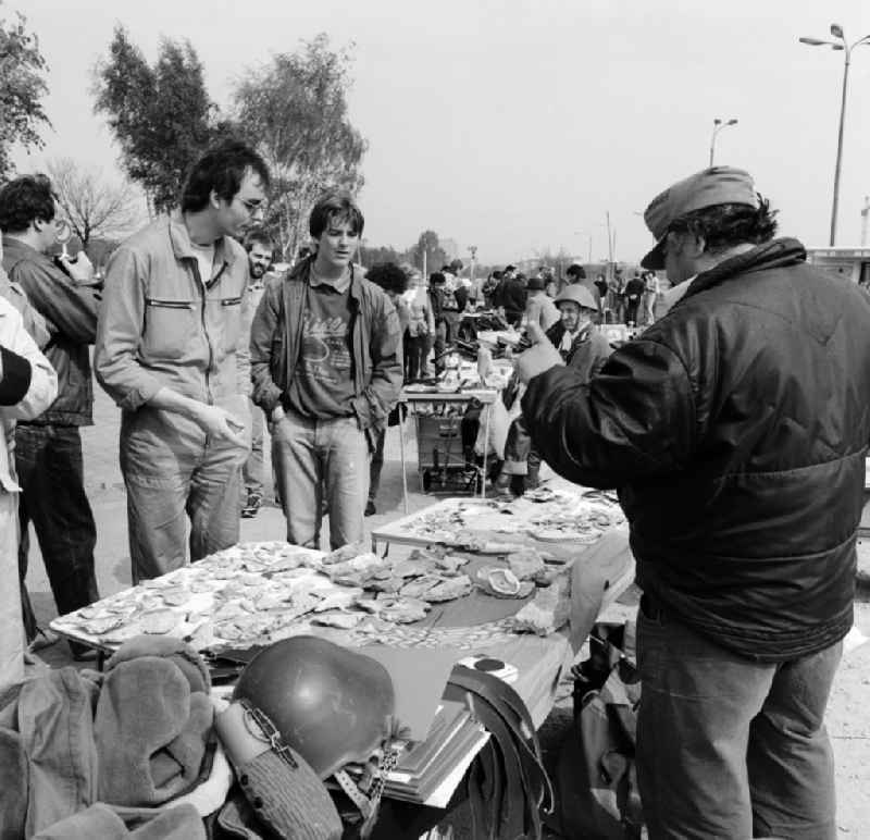 Ostalgie- souvenir sellers at the Berlin Wall in Berlin of the former capital of the GDR