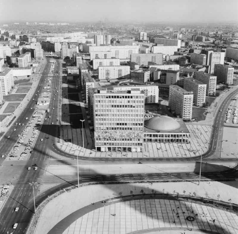 Look town outwards on the 'house of the teacher' and the convention hall on the Alexander's place in Berlin, the former capital of the GDR, German democratic republic