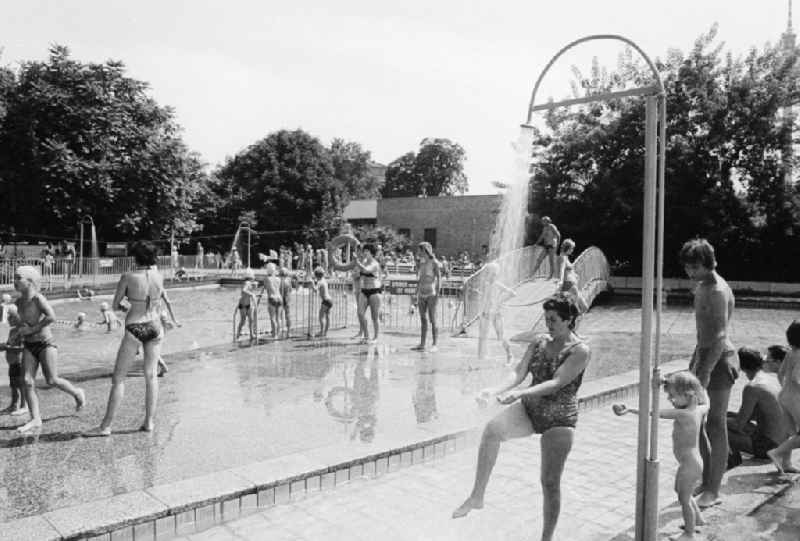 The outdoor swimming pool, child bath Monbijou in the Monbijou park in Berlin, the former capital of the GDR, German democratic republic