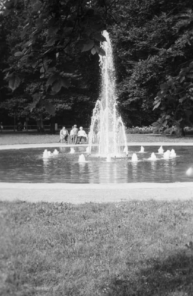 Fountains in the rose garden in the Treptower park in Berlin, the former capital of the GDR, German democratic republic