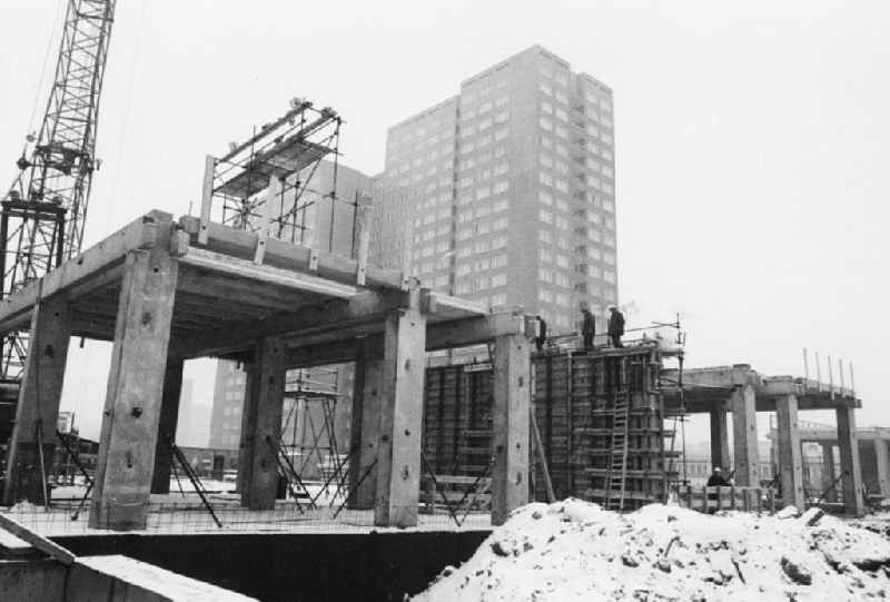 Building site to the new building of a purchase hall in Berlin, the former capital of the GDR, German democratic republic