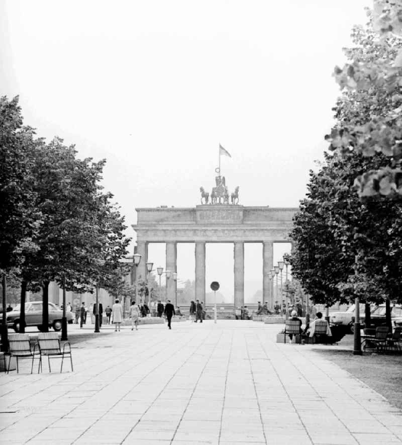 The Brandenburg Gate with Quadriga at the Pariser Platz in Berlin, the former capital of the GDR, the German Democratic Republic