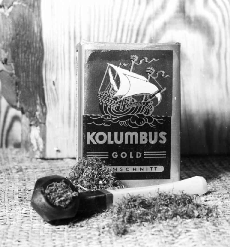 Symbolic picture - a packet of Columbus gold fine cut tobacco for whistle in Berlin, the former capital of the GDR, German democratic republic