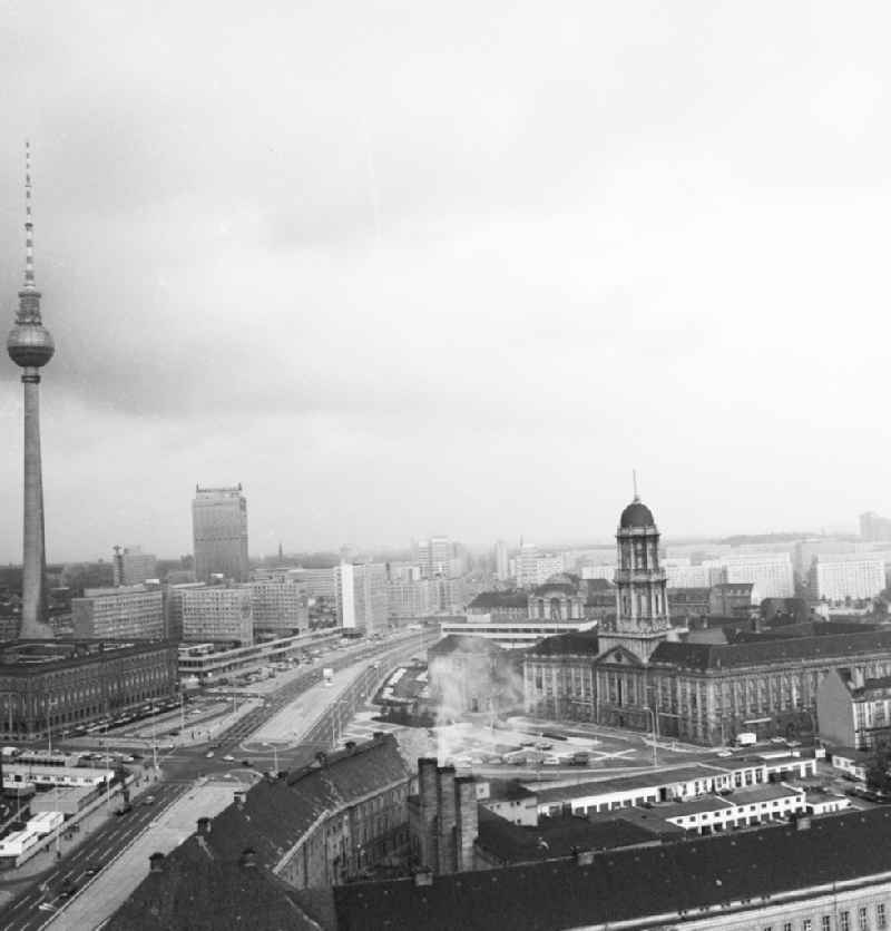 City centre centre with the television tower and the City Council of Berlin, in Berlin, the former capital of the GDR, German democratic republic