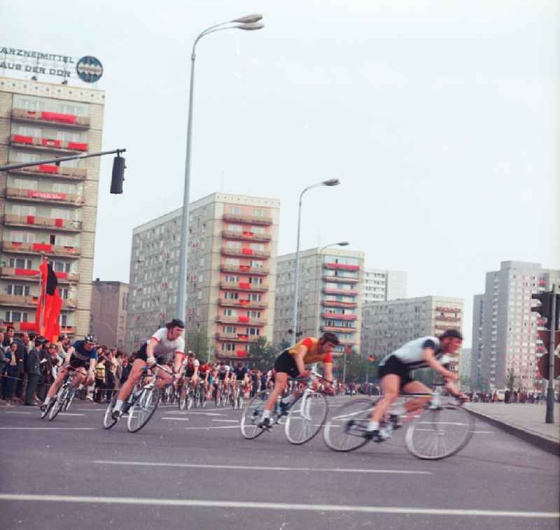 Street wheel runnings on Alexanderstrasse in Berlin, the former capital of the GDR, German democratic republic