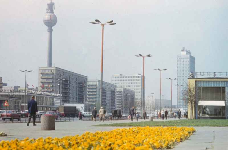 The festively decorated Karl-Marx-Allee on the occasion of the 8th of May, the day of the liberation in Berlin, the former capital of the GDR, German Democratic Republic