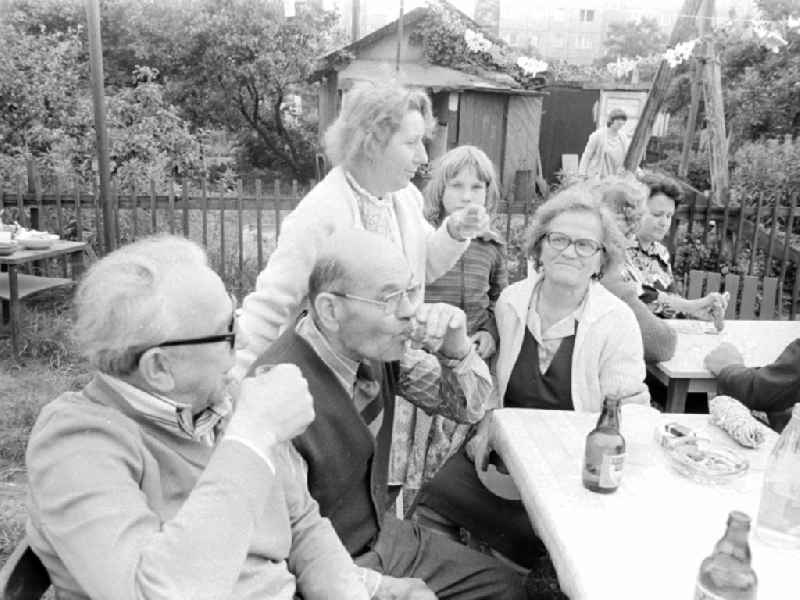 Garden party in an allotment garden settlement in Berlin, the former capital of the GDR, German Democratic Republic